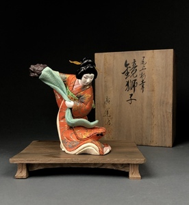 現代歌舞伎似顔絵人形「鏡獅子 尾上梅幸」猪谷廣運作 日本人形 木目込人形 共箱 置物 名匠 猪谷広運