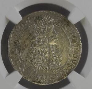 オーストリア　6kreuser 神聖ローマ帝国　銀貨　AU NGC レオポルト1世 アンティークコイン