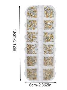 ネイル デコレーション 1ボックス12グリッド ネイルアート装飾 ラインストーン 日本風の白いゴールド マカロン リボン 真珠 バ