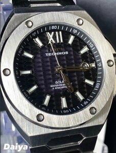 新品 テクノス TECHNOS 正規品 腕時計 アナログ腕時計 ソーラー ステンレス 3気圧防水 カレンダー シルバー ブラック メンズ プレゼント