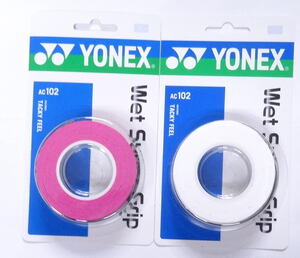 ■ヨネックス　ウェットスーパーグリップ AC102［3本入］　ピンクとホワイトの２個セット ③