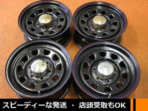 ★☆ TSW スチールホイール 青赤ライン DAYTONA BLACK★☆ 16×7J +35 PCD139.7/6H 4本 デイトナ ハイエース サビ塗装剥がれあり程度下です