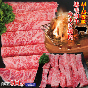 黒毛和牛A4～A5等級霜降りカルビ500ｇ冷蔵【国産】【牛肉】【焼肉】