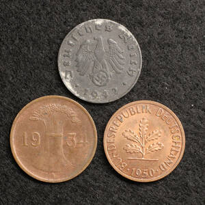 KM#37,97,A105/ドイツ 1ライヒスペニヒ（1934,42,50）[E558]コイン