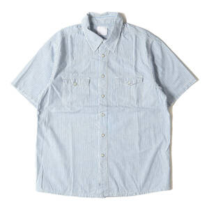fragment design シャツ サイズ:L / 00s Levis Fenom ヴィンテージ加工 ヒッコリーストライプ ウエスタン 半袖シャツ ブルー ホワイト