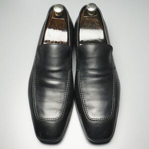 GP7392//イタリア製*グッチ/GUCCI*メンズ41EJ/レザースリッポン/Uチップローファー/モカシンシューズ/革靴/黒/ブラック