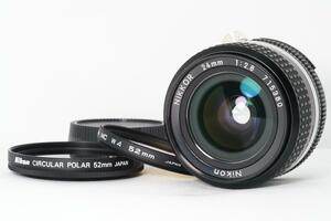 【極美品】動作◎ ニコン Ai-s Nikkor 24mm F2.8S nikon純正CPLフィルター付き オールドレンズ