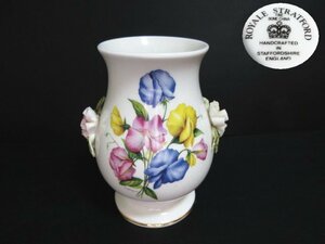 XA953△ロイヤル ストラットフォード / Royale Stratford / 花瓶 / 花柄 / 口径6x高さ11cm / 陶器 花器 インテリア 置物 / 美品