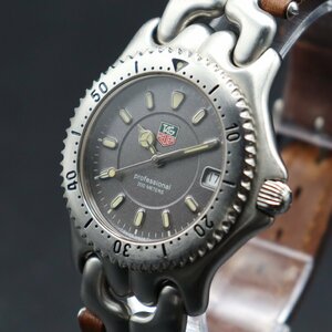 OH済 電池新品 TAG HEUER タグホイヤー セル プロフェッショナル 200M防水 WG1113-0 クォーツ グレー デイト 純正革ベルト スイス製 メンズ