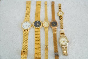 F696 ALBAなど ゴールドカラー 腕時計 6点セット メンズ レディース アクセサリー クォーツ 大量 まとめて おまとめ まとめ売り 不動品