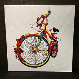 絵画　油絵　自転車　80cm×80cm　アート　量産絵　