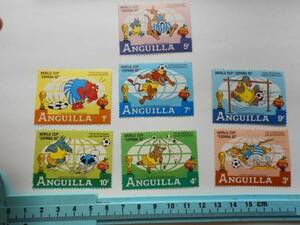 ディズニー　切手F ANGUILLA 1982worldcupESPANABedknobs and Walt Disney collection ミッキーマウス