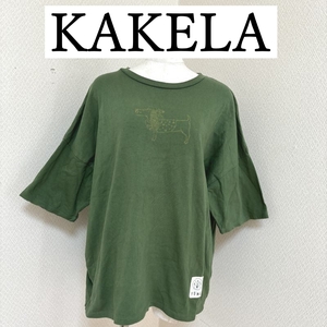 KAKELA　ヘビーウェイト　半袖Tシャツ　古着　グリーン　ダックスフント