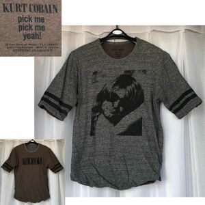 貴重 L★KURT COBAIN リバーシブル五分袖 Tシャツ グレー /HYSTERIC GLAMOUR★NIRVANA カート・コバーン ニルヴァーナ ロックT バンドT HG