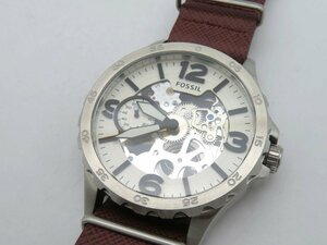 1円◆稼働◆ フォッシル スケルトン/白 手巻き メンズ 腕時計 N14007
