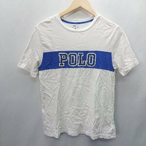 ◇ POLO RALPH LAUREN ポロ ラルフローレン コットン100％ 半袖 Tシャツ サイズL ホワイト ブルー レディース E