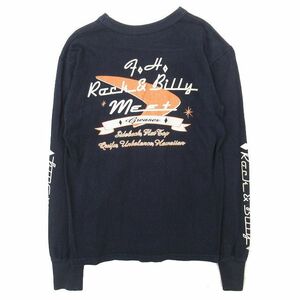 ザ フラットヘッド THE FLAT HEAD 両面プリント ロンT Tシャツ カットソー L/S 長袖 トップス サイズ36 ネイビー メンズ