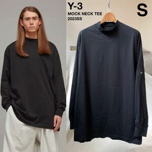 新品 2023SS Y-3 ワイスリー MOCK NECK TEE モックネック 長袖 Tシャツ S 定2.14万 黒 ブラック H44787 メンズ Y3 カットソー 送料無料