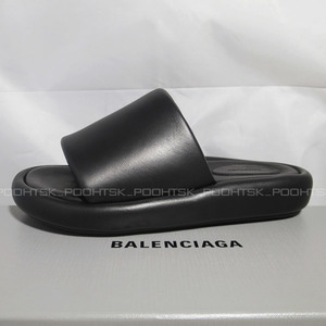 BALENCIAGAバレンシアガ 2020AW デムナ ヴァザリア MARKET SANDAL スムース ナッパ レザー パデッド ボクシー フラット サンダル35ブラック