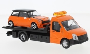 1/43 イベコ デイリー 積載車 ミニ クーパー オレンジ Iveco Daily Transporter with Mini Cooper S 1:43 Bburago 梱包サイズ60