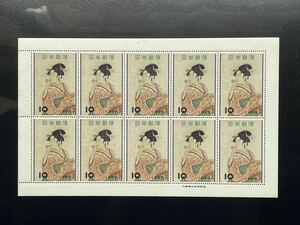 36、1955年　切手趣味週間　10円×10枚シート　未使用　記念切手