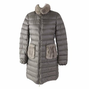 美品◎MONCLER モンクレール ANCY 襟・ポケット ミンクファー使い ロングダウンコート ブラウン系 1 正規品 レディース