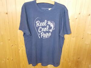 T119◆LIFE IS GOOD製 Reel Cool papa Tシャツ◆サイズM リールクール ブラックバスTシャツ US古着 USED ペルー製 ネコポス発送 5H