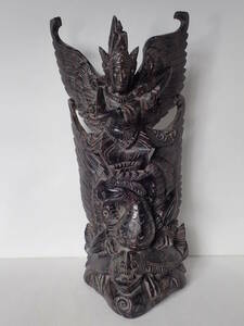 BALI バリ ヴィシュヌ神 ガルーダ(ヴァーハナ) ブタワン神 木彫り バリ島 民族工芸 高さ約45.1㎝ 重さ約4㎏ 黒檀 インテリア 置物