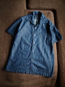 ALOHA.C.No.77★シンプルメイドな高級感◎インディゴ染めのアロハ シャツ★ Paul Smith Collection ポールスミス コレクション メンズ 即決