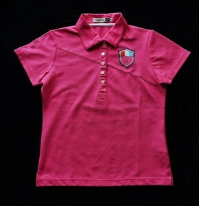 ★PARADISO★可愛いピンクの吸湿速乾の半袖ポロシャツ　M