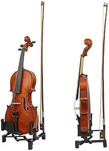 バイオリンスタンド 弓用のホルダー付き 折りたたみ 調整可能,バイオリンロジン付き Violin Stand with Bow H