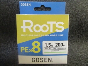 38　GOSEN ROOTS・PE×8　ライトグリーン　1.5号　200ｍ巻き新品
