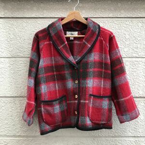 USED ユーロ古着 キッズ ウールジャケット チェック柄 BLARNEY WOOLEN MILLS イングランド製 England パイピング ショールカラー EURO