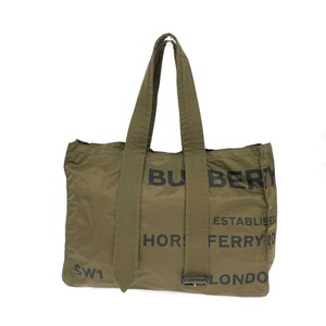◆BURBERRY LONDON バーバリーロンドン トートバッグ◆ オリーブ ナイロン ユニセックス PRINT BBY ESTABLIS 肩掛け bag 鞄