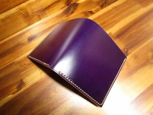 札入れ バイオレット レーデルオガワ コードバン 手縫い 栃木レザー 二つ折り 財布 コンパクト キャッシュレス ハンドメイド 上質 高級 紫