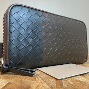 ★【美品！希少！】 BOTTEGA VENETA ボッテガヴェネタ イントレチャート ロングウォレット　長財布　男女　ブラウン　ブラック