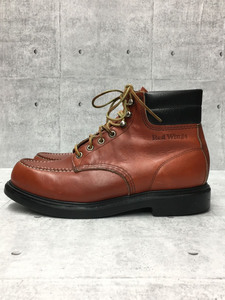 RED WING◆レースアップブーツ・スーパーソールモックトゥ/US9.5/RED/レザー