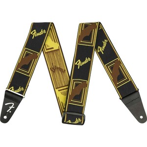 Fender Weighless 2 Monogrammed Strap, Black/Yellow/Brown ギターストラップ〈フェンダー〉