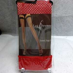 LEG AVENUE 9011RED　フィッシュネット・ストッキング　O/S　RED　赤　編み目が細かいタイプ　ガーターストッキング 