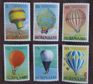 スリナム　1983 有人気球飛行200周年　6完 空　熱気球　飛行　未使用糊あり