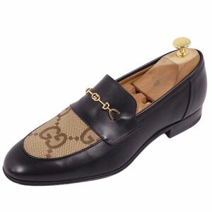 未使用 グッチ GUCCI 100 ローファー モカシン ホースビット GG柄 インターロッキング レザー シューズ メンズ 6.5 cg08de-rm05f05731