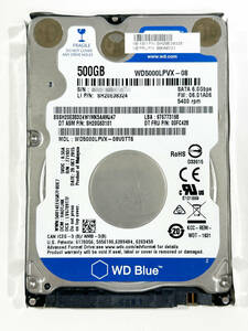 【J-517】■送料無料■ 中古 WD Blue HDD500GB 2.5インチ 厚さ7mm 動作保証品