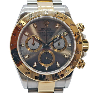 【天白】ロレックス コスモグラフデイトナ 116523 Y番 グレー SS YG 750 コンビ 自動巻き メンズ 腕時計 保証書付き 男