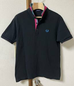  FRED PERRY × BEAMS / 別注 フレッドペリー チェンジカラー ポロシャツ 黒【M】日本製 ゴルフ