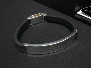 1円 ■美品■ GUCCI グッチ SV925×ラバー ブレスレット アクセサリー メンズ レディース シルバー系×ブラック系 BL0425