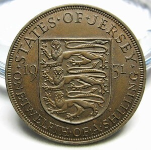 英王室属領ジャージー 1/12シリング銅貨 1931年 30.80mm 9.41g