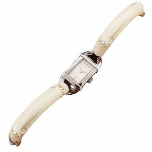グッチ GUCCI バンブー 6800L 腕時計 バングルウォッチ クォーツ 稼働品 シルバー色 銀色 アイボリー レディース