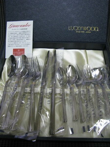 LUCKY WOOD/ラッキーウッド◆金彩 ディナー 12本セット （2客用）◆18-10ステンレス◆未使用保管品