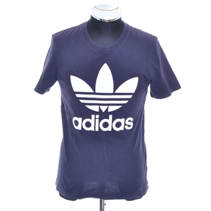 〇361818 adidas アディダス ○半袖Tシャツ サイズS プリント ロゴ メンズ ネイビー ブルー