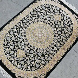 イラン製 SHIRAZI工房 ペルシャ絨毯 クム産 手織り シルク カーペット ラグ 絨毯 敷物 シーラーズィー_ギャベ タブリーズ